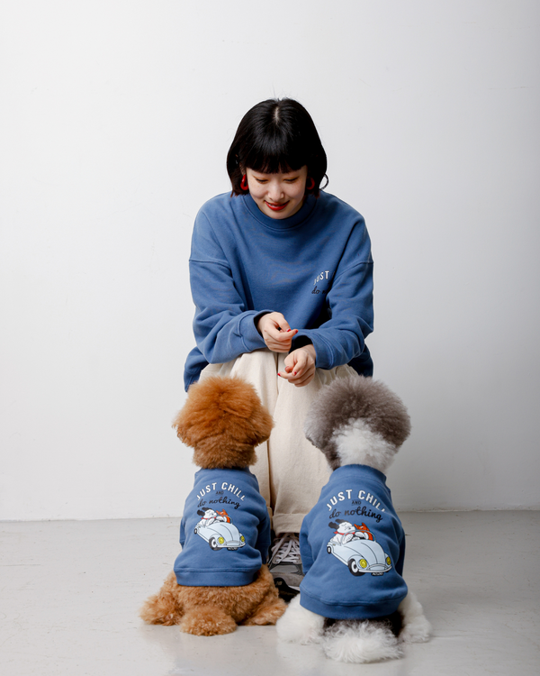 ”Just Chill and Do Nothing “ Pawent-Child Sweatshirt - Denim Blue