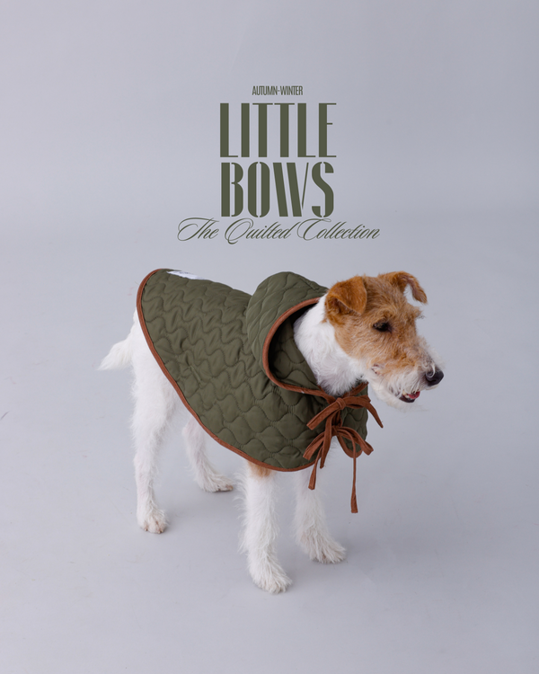 LITTLE BOWS - Furry Friend Quilted Cape - Army Green