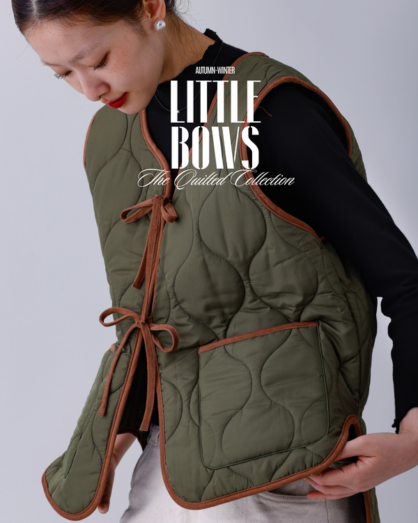 LITTLE BOWS - Hooman Oversized Quilted Vest - Army Green